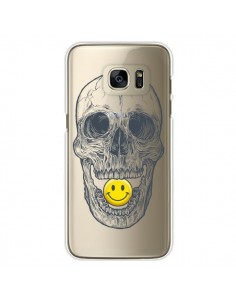 Coque Tête de Mort Smiley Transparente pour Samsung...