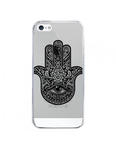 Coque iPhone 5/5S et SE Hamsa Cinq Doigts Main Mauvais Oeil Transparente - Rachel Caldwell