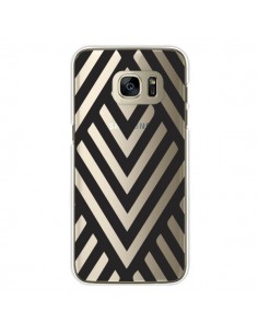 Coque Geometric Azteque Noir Transparente pour Samsung...