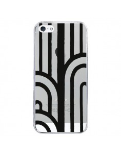 Coque iPhone 5/5S et SE Geometric Noir Transparente -...
