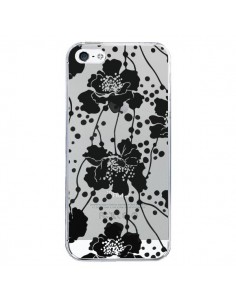 Coque iPhone 5/5S et SE Fleurs Noirs Flower Transparente...
