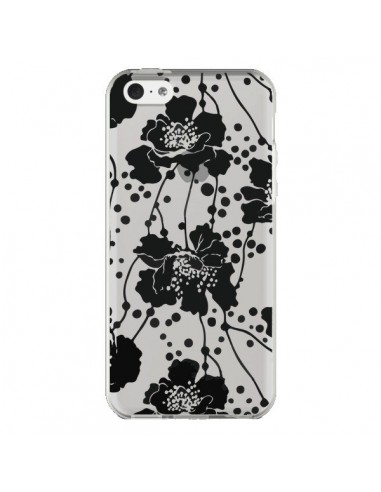 Coque iPhone 5C Fleurs Noirs Flower Transparente - Dricia Do