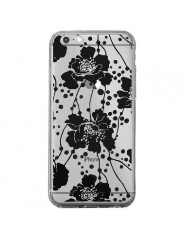 Coque iPhone 6 Plus et 6S Plus Fleurs Noirs Flower Transparente - Dricia Do