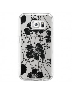 Coque Fleurs Noirs Flower Transparente pour Samsung...