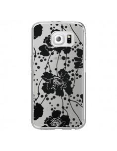 Coque Fleurs Noirs Flower Transparente pour Samsung...