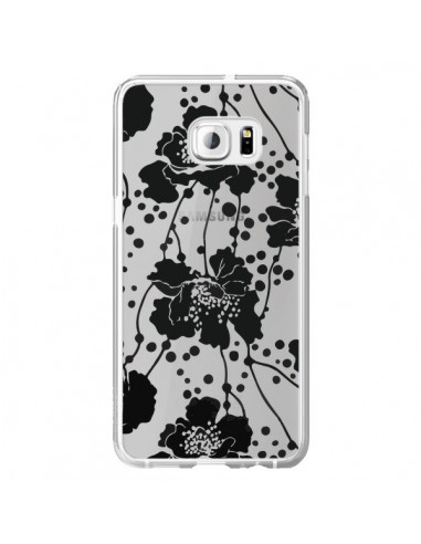 Coque Fleurs Noirs Flower Transparente pour Samsung Galaxy S6 Edge Plus - Dricia Do