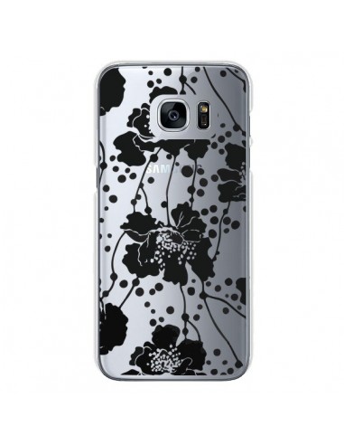 Coque Fleurs Noirs Flower Transparente pour Samsung Galaxy S7 - Dricia Do