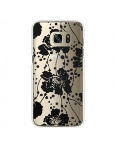 Coque Fleurs Noirs Flower Transparente pour Samsung...