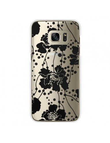 Coque Fleurs Noirs Flower Transparente pour Samsung Galaxy S7 Edge - Dricia Do