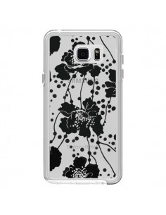 Coque Fleurs Noirs Flower Transparente pour Samsung...