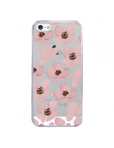 Coque iPhone 5/5S et SE Fleurs Roses Flower Transparente - Dricia Do