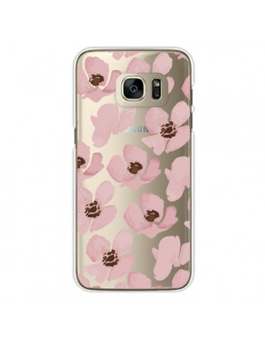 Coque Fleurs Roses Flower Transparente pour Samsung Galaxy S7 Edge - Dricia Do