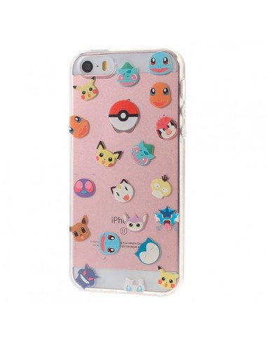 Coque iPhone 5/5S et SE Tête de Pokemons Pokeball Transparente en silicone semi-rigide TPU