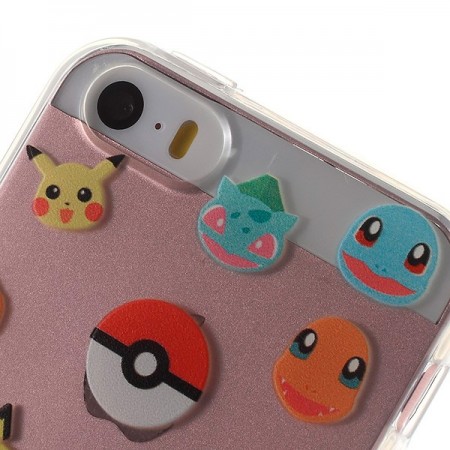 Coque iPhone 5/5S et SE Tête de Pokemons Pokeball Transparente en silicone semi-rigide TPU