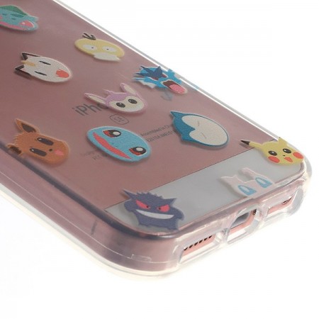 Coque iPhone 5/5S et SE Tête de Pokemons Pokeball Transparente en silicone semi-rigide TPU
