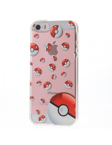 Coque iPhone 5/5S et SE Pokeball Miniature Pokemon Transparente en silicone semi-rigide TPU