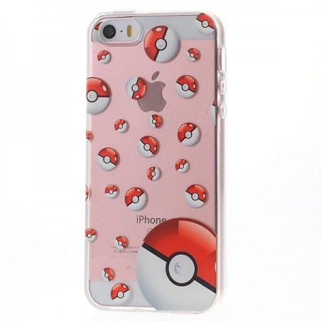 Coque iPhone 5/5S et SE Pokeball Miniature Pokemon Transparente en silicone semi-rigide TPU