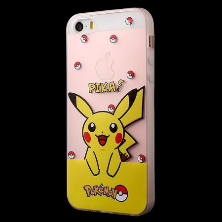 Coque iPhone 5/5S et SE Pikachu Jaune Pokemon Transparente en silicone semi-rigide TPU