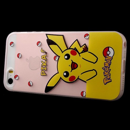 Coque iPhone 5/5S et SE Pikachu Jaune Pokemon Transparente en silicone semi-rigide TPU