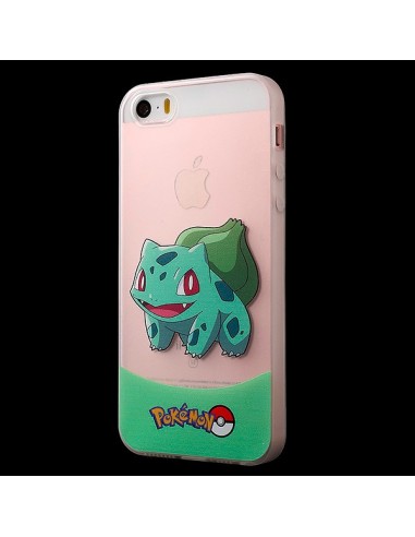 Coque iPhone 5/5S et SE Bulbizarre Vert Pokemon Transparente en silicone semi-rigide TPU