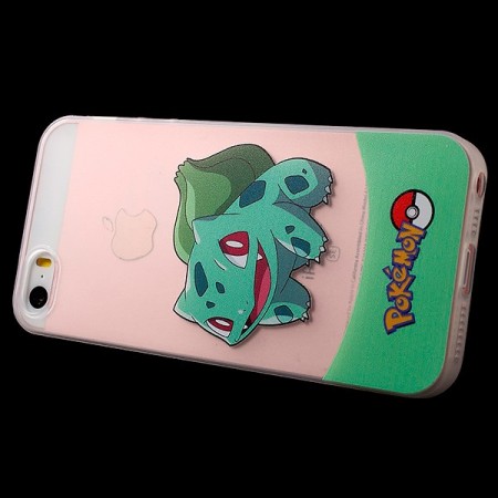Coque iPhone 5/5S et SE Bulbizarre Vert Pokemon Transparente en silicone semi-rigide TPU