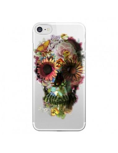 Coque iPhone 7/8 et SE 2020 Skull Flower Tête de Mort Transparente - Ali Gulec