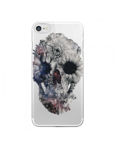 Coque iPhone 7/8 et SE 2020 Floral Skull Tête de Mort Transparente - Ali Gulec