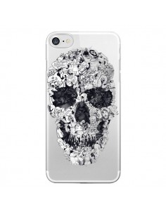 Coque iPhone 7/8 et SE 2020 Doodle Skull Dessin Tête de...