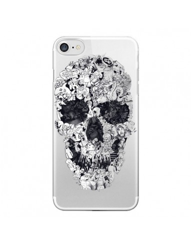 Coque iPhone 7/8 et SE 2020 Doodle Skull Dessin Tête de Mort Transparente - Ali Gulec