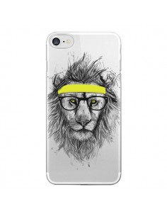 Coque iPhone 7/8 et SE 2020 Hipster Lion Transparente -...