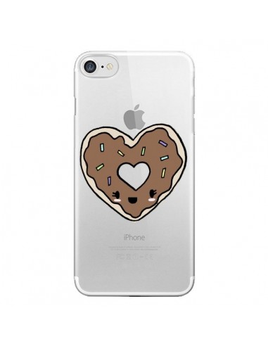 Coque iPhone 7/8 et SE 2020 Donuts Heart Coeur Chocolat Transparente - Claudia Ramos