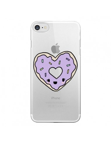 Coque iPhone 7/8 et SE 2020 Donuts Heart Coeur Violet Transparente - Claudia Ramos