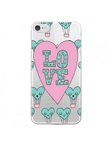 Coque iPhone 7/8 et SE 2020 Love Nuage Montgolfier Transparente - Claudia Ramos