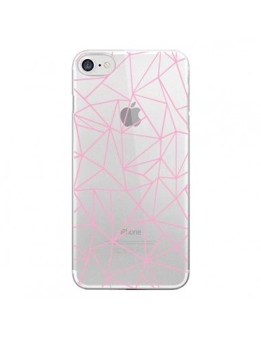 Coque iPhone 7/8 et SE 2020 Lignes Triangle Rose Transparente - Project M