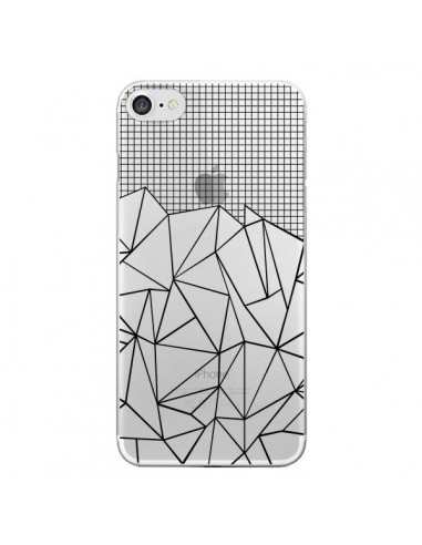 Coque iPhone 7/8 et SE 2020 Lignes Grille Grid Abstract Noir Transparente - Project M