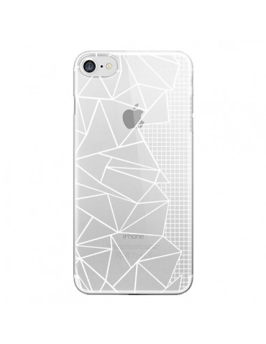 Coque iPhone 7/8 et SE 2020 Lignes Grilles Side Grid Abstract Blanc Transparente - Project M