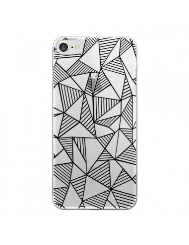 Coque iPhone 7/8 et SE 2020 Lignes Grilles Triangles Grid Abstract Noir Transparente - Project M