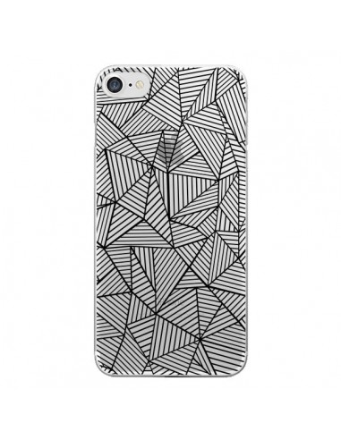 Coque iPhone 7/8 et SE 2020 Lignes Grilles Triangles Full Grid Abstract Noir Transparente - Project M
