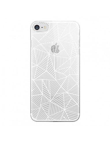 Coque iPhone 7/8 et SE 2020 Lignes Grilles Triangles Full Grid Abstract Blanc Transparente - Project M