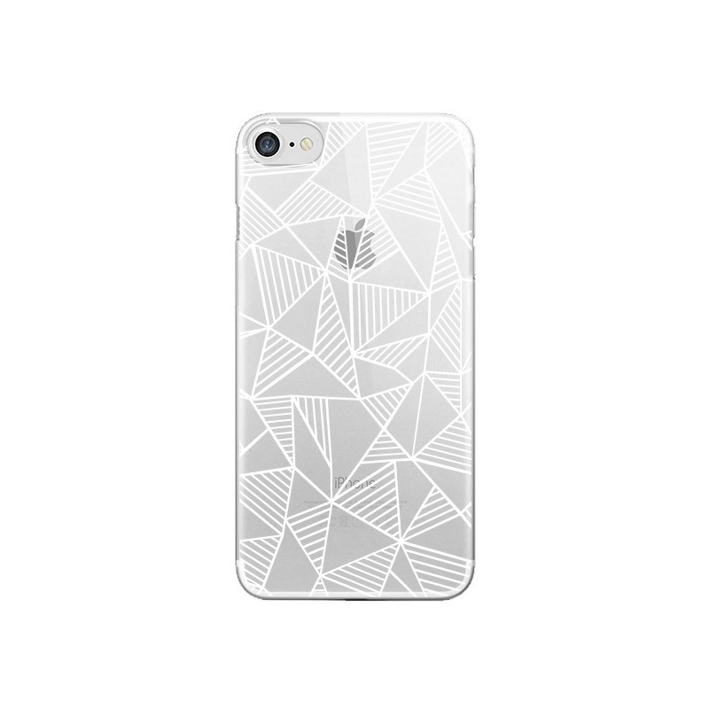 Coque iPhone 7/8 et SE 2020 Lignes Grilles Triangles Grid Abstract Blanc Transparente - Project M