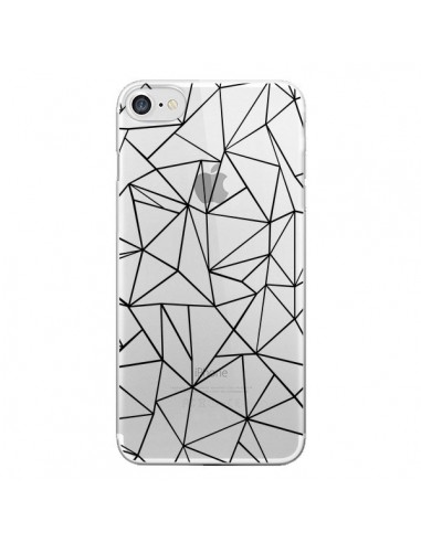 Coque iPhone 7/8 et SE 2020 Lignes Triangles Grid Abstract Noir Transparente - Project M