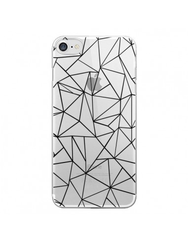 Coque iPhone 7/8 et SE 2020 Lignes Triangles Grid Abstract Noir Transparente - Project M