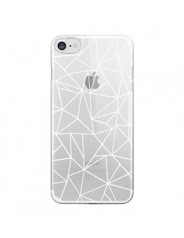 Coque iPhone 7/8 et SE 2020 Lignes Triangles Grid Abstract Blanc Transparente - Project M