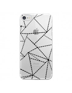 Coque iPhone 7/8 et SE 2020 Lignes Points Abstract Noir...