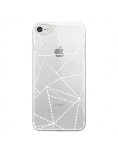 Coque iPhone 7/8 et SE 2020 Lignes Points Abstract Blanc...