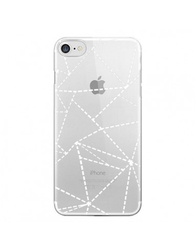 Coque iPhone 7/8 et SE 2020 Lignes Points Abstract Blanc Transparente - Project M
