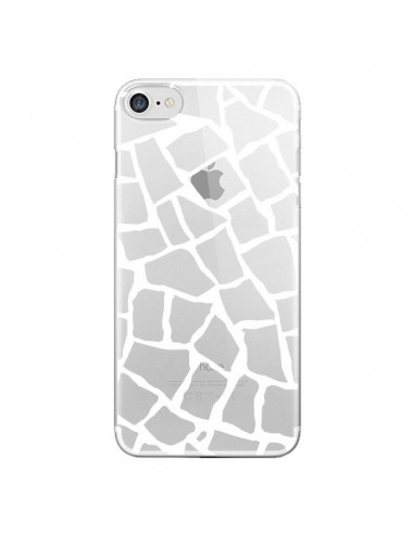 Coque iPhone 7/8 et SE 2020 Girafe Mosaïque Blanc Transparente - Project M