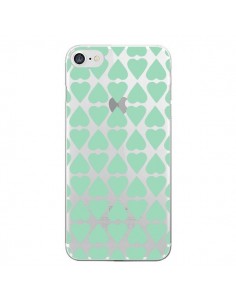 Coque iPhone 7/8 et SE 2020 Coeurs Heart Mint Bleu Vert...