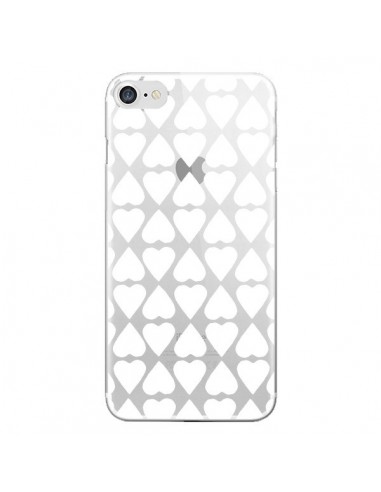 Coque iPhone 7/8 et SE 2020 Coeurs Heart Blanc Transparente - Project M