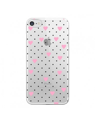 Coque iPhone 7/8 et SE 2020 Point Coeur Rose Pin Point Heart Transparente - Project M